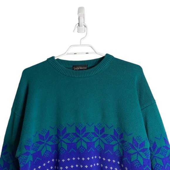 Leigh Morgan Women's Fair Isle Print Crewneck Knit Sweater - Picture 2 of 6